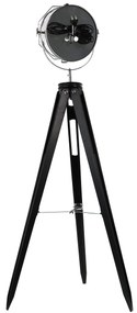 Dekorstudio Podlahová lampa TRIPOD na čiernej trojnožke s chrómovaným tienidlom 153cm