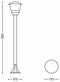 Philips 15383/30/16 - Vonkajšia lampa MYGARDEN CREEK 1xE27/60W/230V čierna