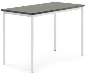 Stôl SONITUS, 1400x700x900 mm, linoleum - tmavošedá, biela