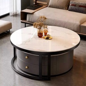 LuxuryForm DESIGN Konferenčný stolík ORION 70 × 70 / 50 × 50 cm – biely / biely mramor (set 2 ks)