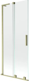 Mexen Velar L, 2-krídlová posuvná vaňová zástena 85 x 150 cm, 8mm číre sklo, zlatý matný profil, 896-085-003-01-55