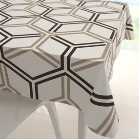 Biante Bavlnený štvorcový obrus Sandra SA-558 Hnedé hexagóny na krémovom 70x70 cm