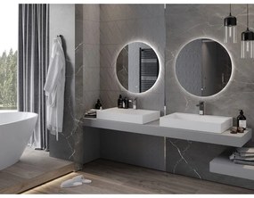 Mexen Erg, okrúhle LED podsvietené kúpeľňové zrkadlo 70 cm, 6000K, vykurovacia podložka proti zahmlievaniu, 9823-070-070-611-00