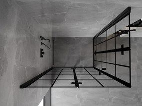 Mexen Mist-F Duo, skladací sprchový kút 120 x 95 cm, číre sklo-čierna mriežka, 8A6-120L-095P-70-77