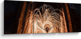 Obraz - Svetelná show na koľajniciach (s hodinami) (90x30 cm)