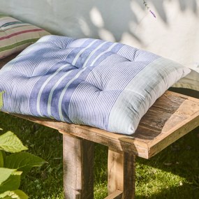 Ib Laursen Bavlnený sedák Blue / White stripes 50 × 50 cm