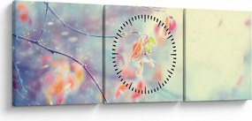 Obraz - Lístky v ľade (s hodinami) (90x30 cm)