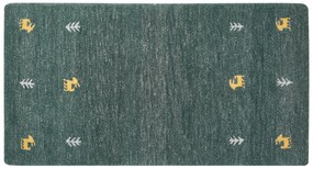 Vlnený koberec gabbeh 80 x 150 cm zelený CALTI Beliani