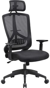 Kancelárska stolička, ergonomická, 120-133x70cm, čierna