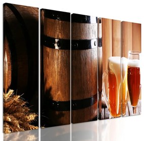 5-dielny obraz lahodné zlatisté pivo