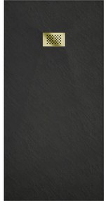 Mexen Hugo, obdĺžniková sprchová vanička SMC 170 x 80 cm, čierna, zlatá krytka, 42708017-G