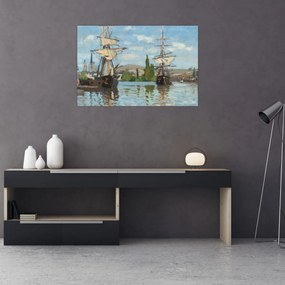 Obraz - Claude Monet, Ships Riding on the Seine at Rouen, reprodukcia (90x60 cm)