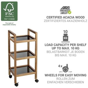 Čierny/v prírodnej farbe kúpeľňový regál z masívu akácie 35x76,5 cm Fondi – Wenko