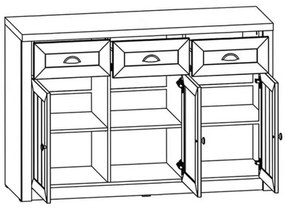 Komoda Gala nábytok PROVANCE K3S sosna andersen/lefkas ciemny