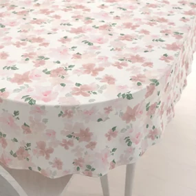 Biante Zamatový oválny obrus Tamara TMR-036 Ružovo-béžové akvarelové kvety na bielom 50x100 cm