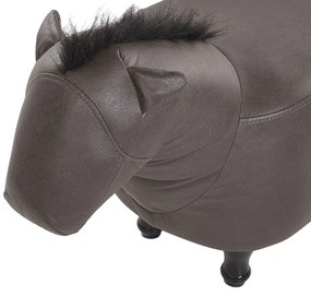 Zvieracia stolička tmavohnedá z umelej kože HORSE Beliani
