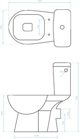 Kuchinox Lario, WC kombi, dvojtlačítko 3/6l, zadný odpad, sedadlo s pomalým zatváraním, biela, LAV-VKL_604P