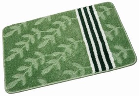 Sada kúpeľňových koberčekov NATEL zelená, pruhy / lístie