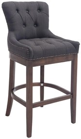 Barová stolička Buckingham látka, drevené nohy tmavá antik - Tmavo sivá