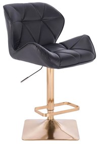 LuxuryForm DESIGN Barová stolička MILANO na zlatej hranatej podstave - čierna