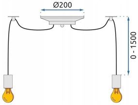 Toolight - Závesná lampa 6xE27 APP680-6CP, zlaté lano, OSW-07864