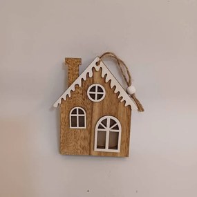 DECOLED Ornament, domček, 9 x 12 cm, drevený
