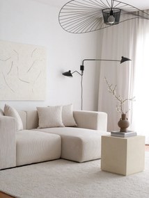 Zamatová rohová pohovka Yolo 222 x 110 cm, pravá, biela