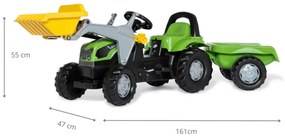 Šlapací traktor s prívesom a lyžicou Rolly Toys 023196 Fahir 5115G TB