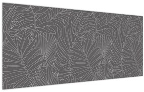 Obraz - Šedé palmové listy (120x50 cm)