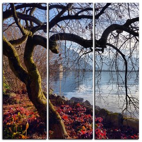 Obraz na plátne - Jeseň pri jazere - štvorec 3198B (105x105 cm)