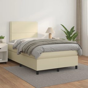 Boxspring posteľ s matracom krémová 120x200 cm umelá koža 3142775