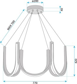 Toolight Toolight, LED závesné svietidlo 77cm, 75W, 4000K, 4000lm, APP1749-CP, zlatá lesklá, OSW-06064