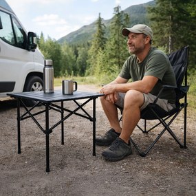 MultiGarden Turistický skladací stôl 53x55 cm s taškou - čierny MultiGarden