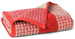 Červený froté uterák z Bio bavlny 50x100 cm Check – JUNA