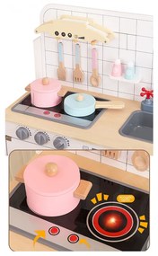 Detská drevená kuchynka s vybavením Montessori Baby Mix biela