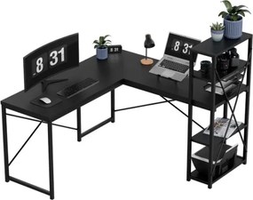 Rohový pracovný stôl s policami Leader 5.9 čierny