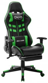 vidaXL Herná stolička s opierkou na nohy čierno-zelená umelá koža-