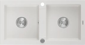 Mexen Mario - drez granitový 82,0x43,6cm, 2-komorový, biela, 6504822000-20