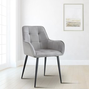 Jedálenská stolička Ferndale - zamat - svetlo šedá