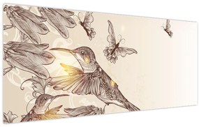 Obraz - Kolibríky (120x50 cm)