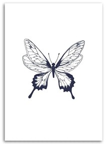 Obraz na plátně Malovaný motýl Černá a bílá - 60x90 cm