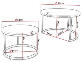 SADA 2x Konferenčný stolík RABEN čierna/zlatý dub