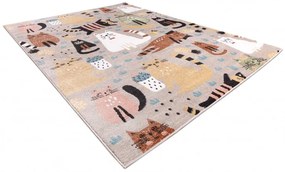 Dywany Łuszczów, Detský kusový koberec Fun Kittens Cats beige, 80x150, viacfarebná, detská izba