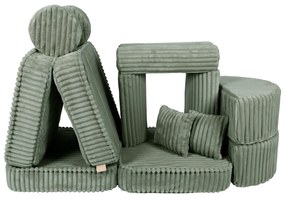 MeowBaby® Churros detská pohovka Max, Olive Sage Green