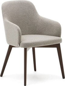 Béžové čalúnené jedálenské kreslo s podrúčkami Nelida – Kave Home