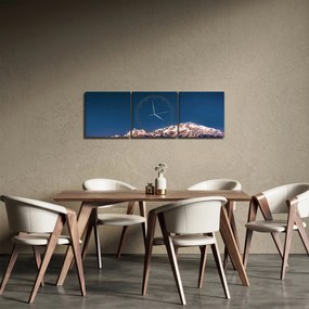 Obraz hôr a nočnej oblohy (s hodinami) (90x30 cm)