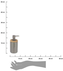 Dávkovač mydla Loudis, sivá/s drevenými prvkami, 280 ml