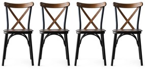 Súprava 4 ks jedálenských stoličiek Ekol z masívu orech/čierna