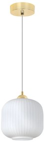 Závesné svietidlo Riffle 2, 1x biele sklenené tienidlo, g