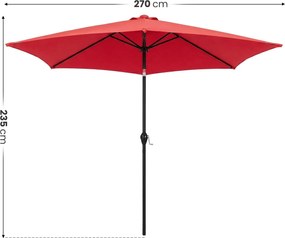 Záhradný slnečník ORIENT 270 cm červený